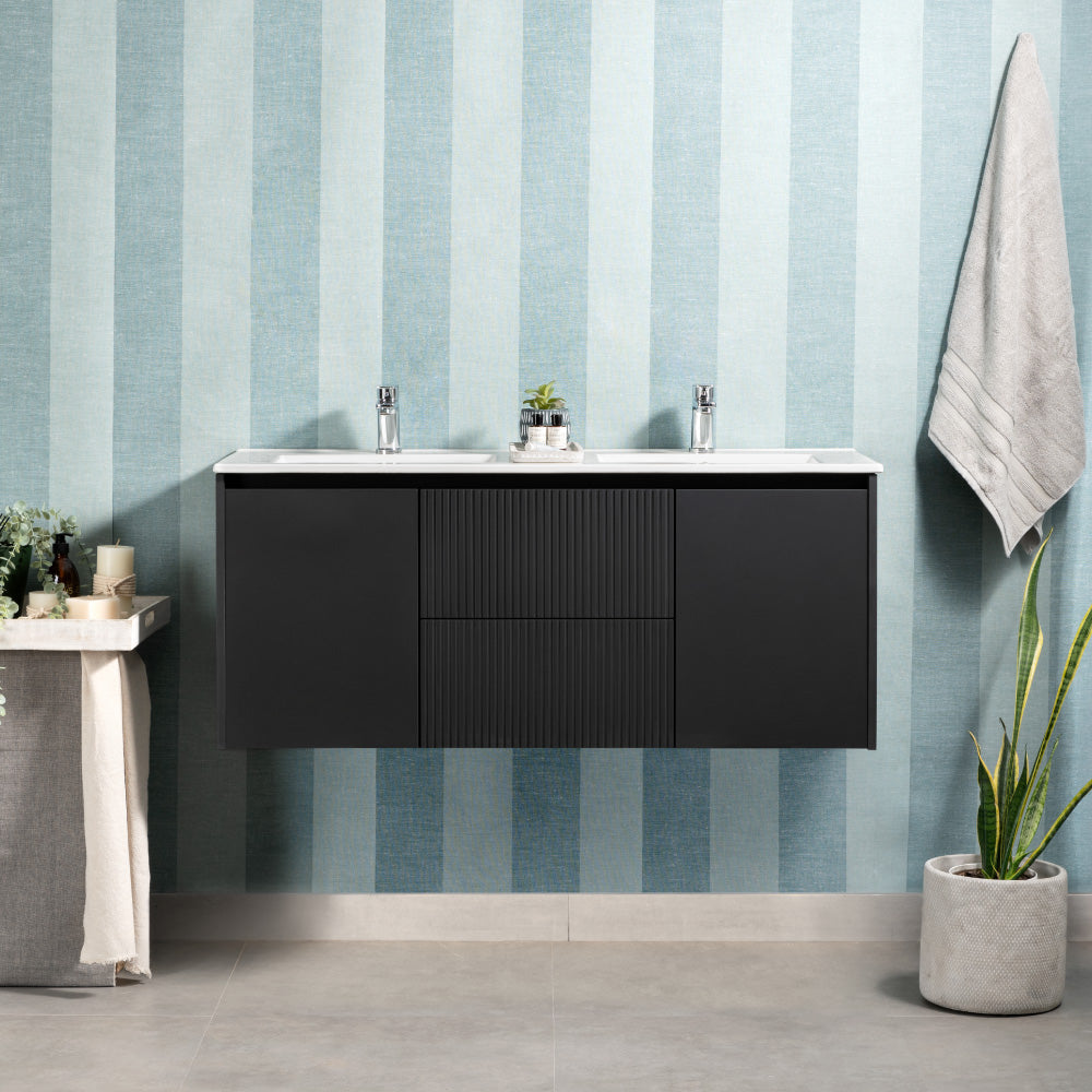 Mueble Vanitorio Sophie Texturado Dark Grey Texturado + Cubierta 120x46x50 cm