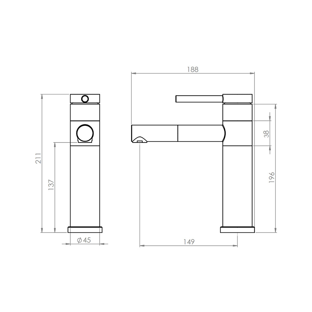 Monomando Lavamanos Brienza Grafito Austral