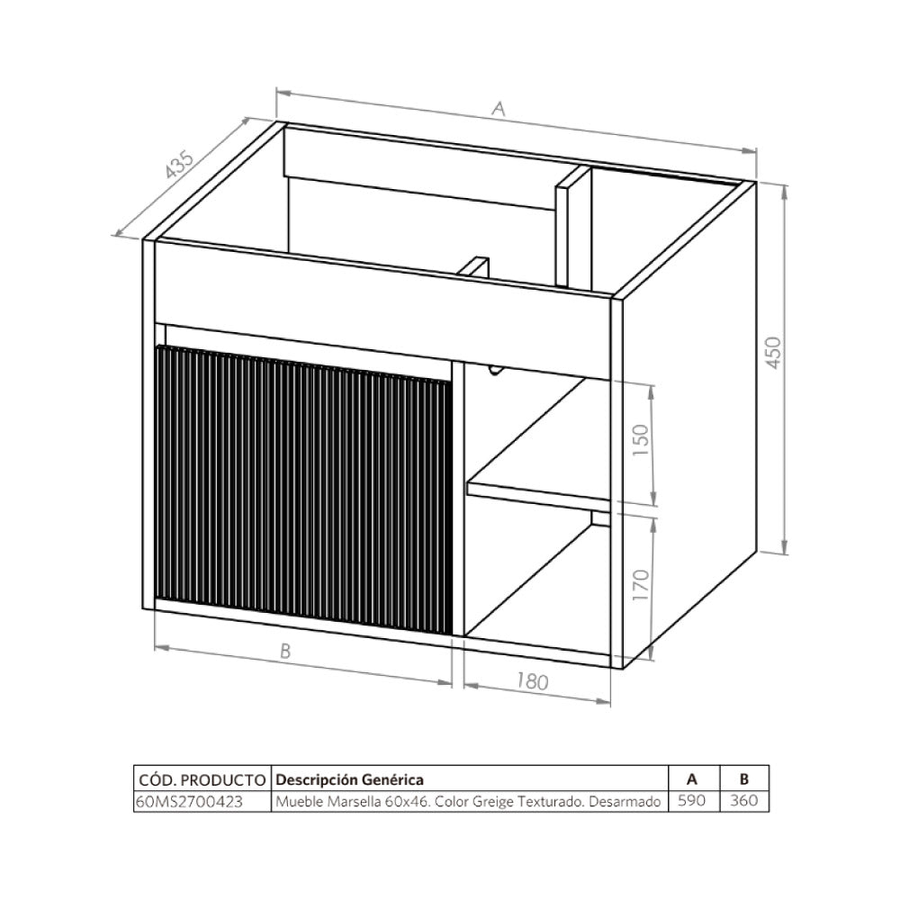 Mueble de Baño Completo Marsella Lenga Texturado