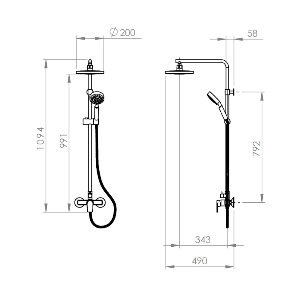 Columna de Ducha + Grifería Filippo Negro Mate