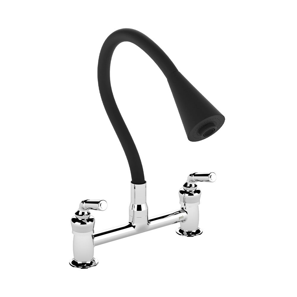 Combinación Lavaplatos Flexible Houston Flex Duo Cromo/Negro