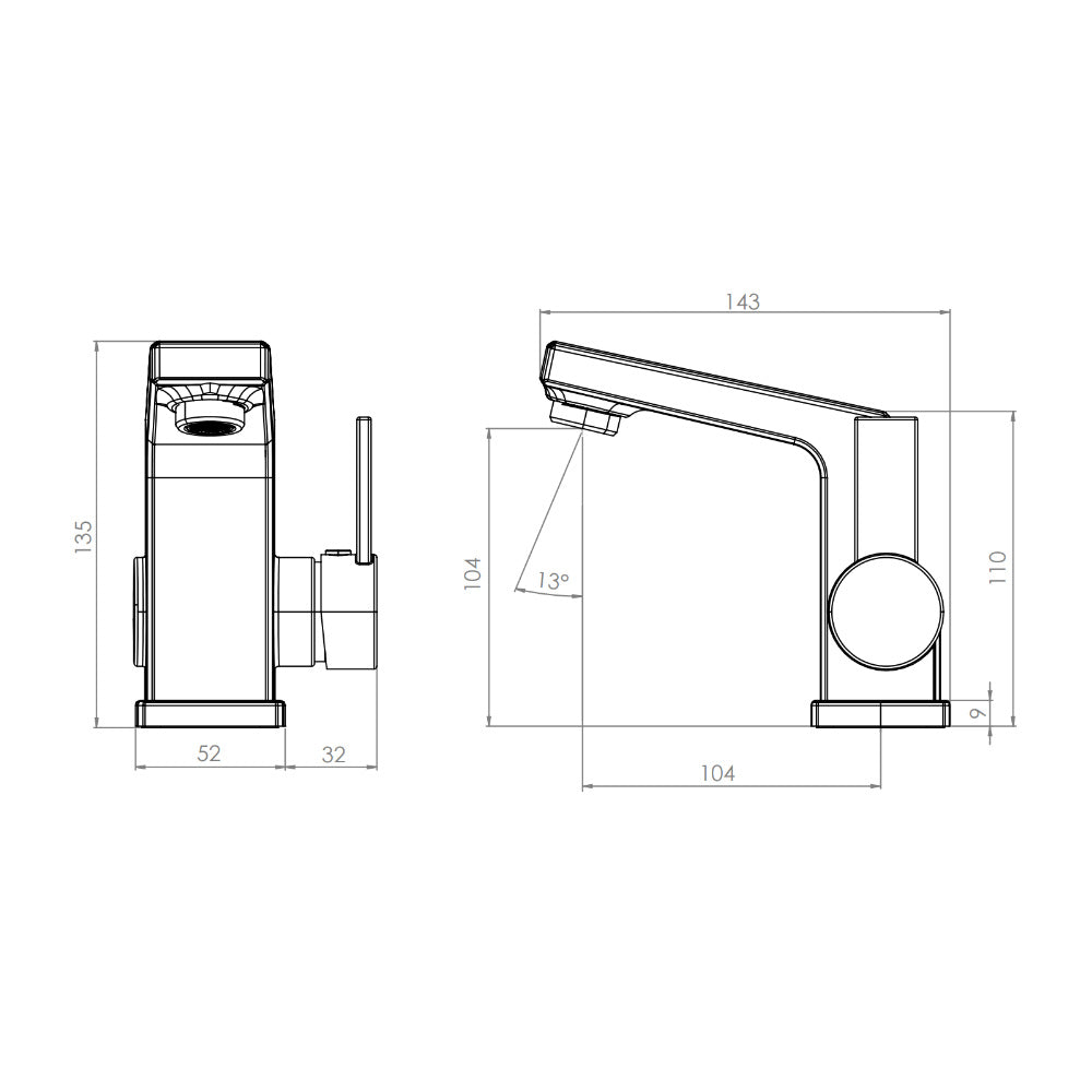 Monomando Lavamanos Ridotti Negro Mate