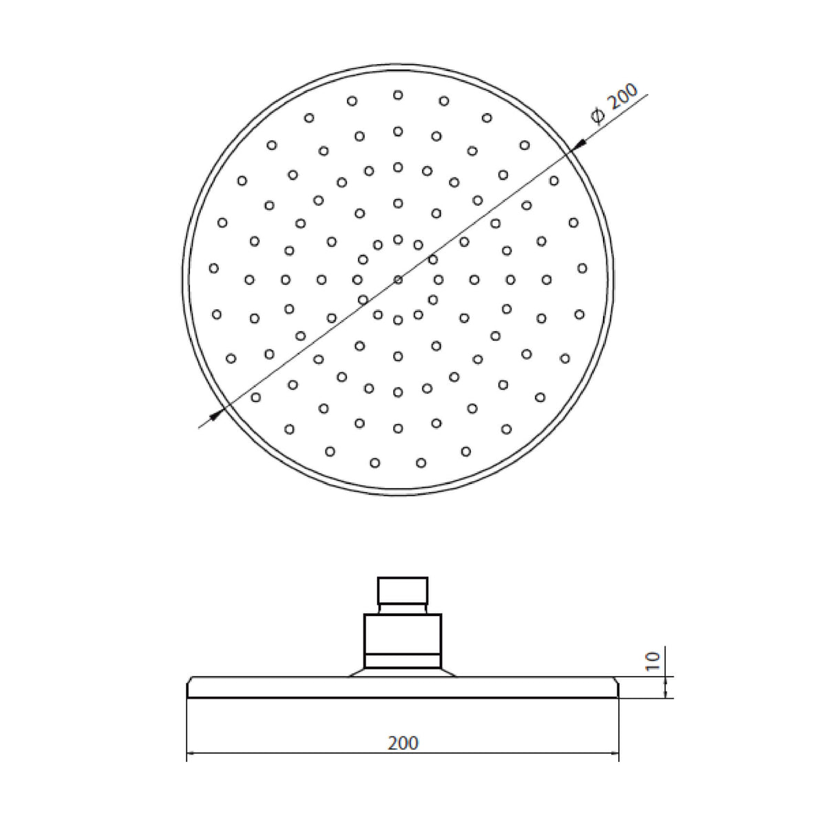 Plato Ducha Circular de 20 cm  Negro