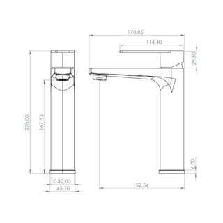 Monomando Lavamanos Alto Verceli Inox Satinado