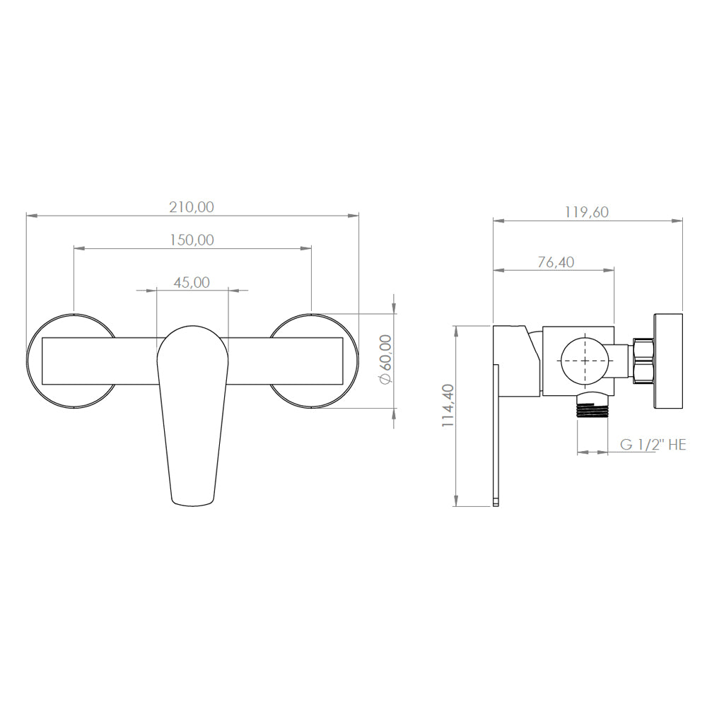 Monomando Ducha Verceli Inox Satinado