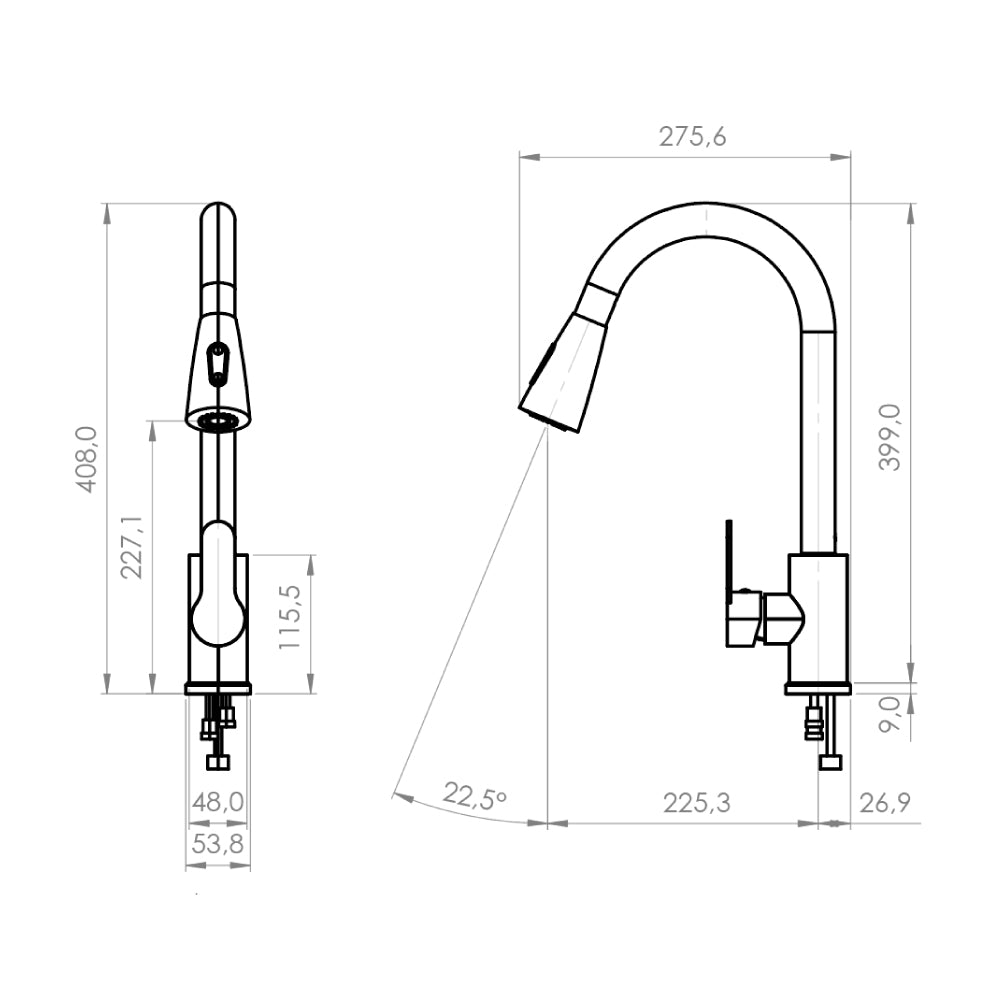 Monomando Lavaplatos Extraíble Veletri Inox Satinado