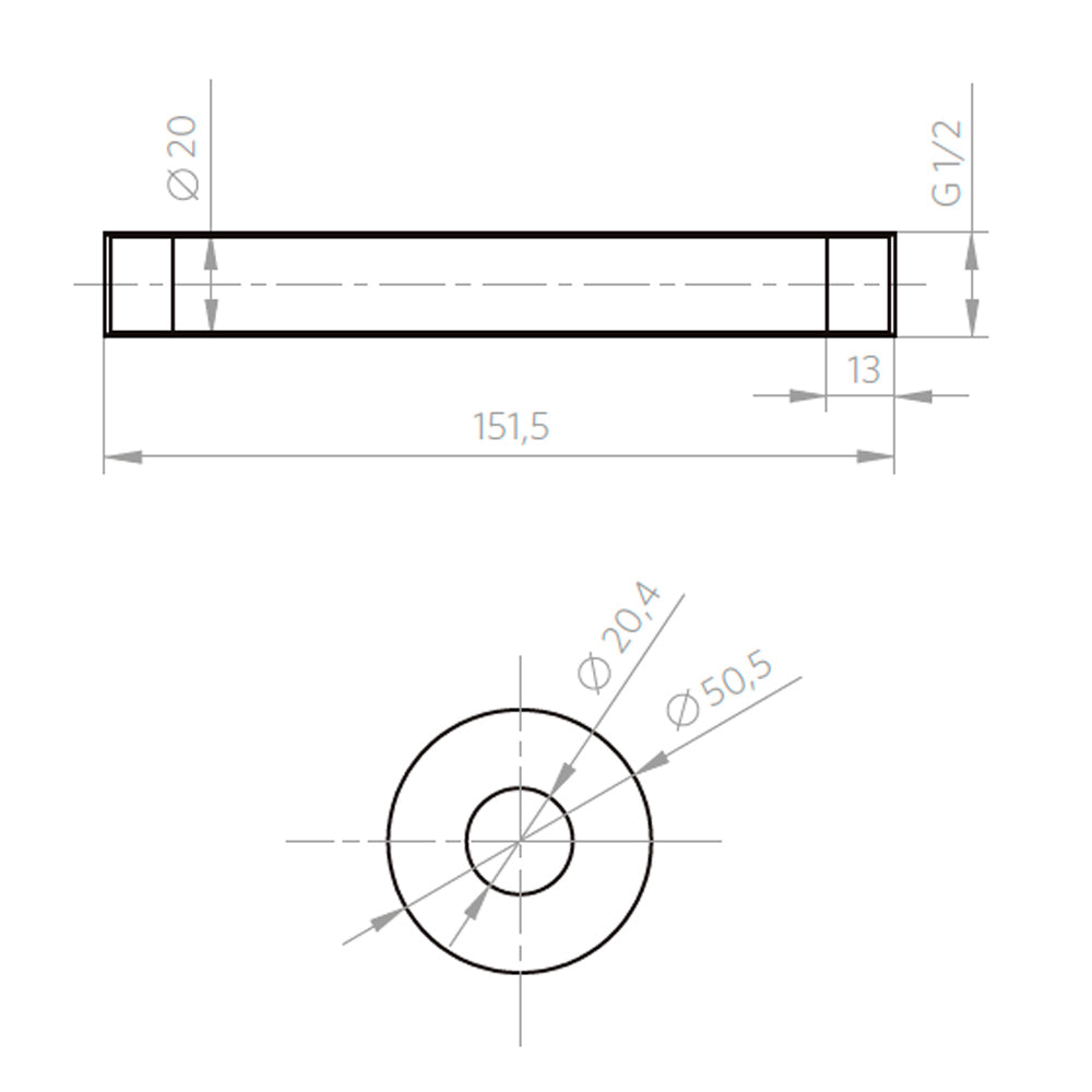 Brazo de Ducha Techo 15 cm