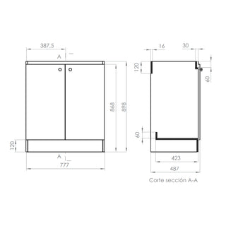 Mueble Cocina Lys a Piso 80x50x90, Color Blanco, Desarmado