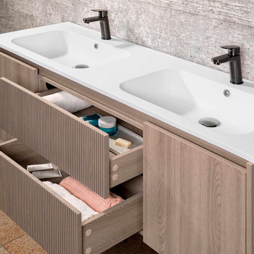 Mueble Vanitorio Sophie Lenga Texturado + Cubierta 120x46x50 cm