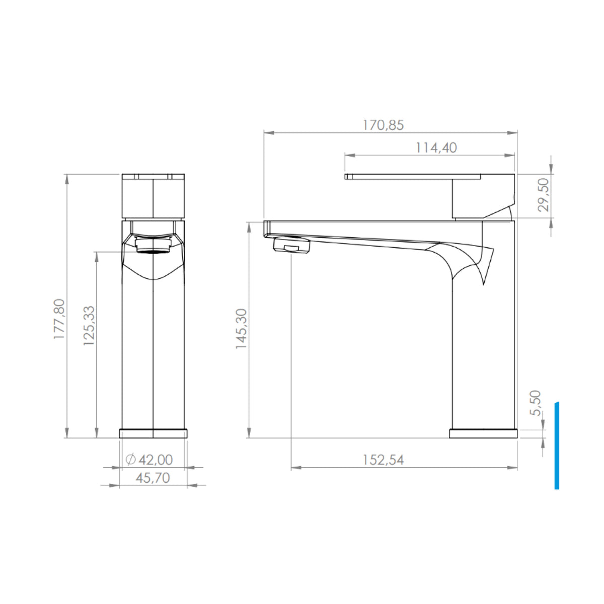 Monomando Lavamanos Verceli Inox Satinado