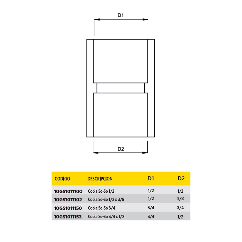 Copla para Gas So-So 3/4 X 1/2