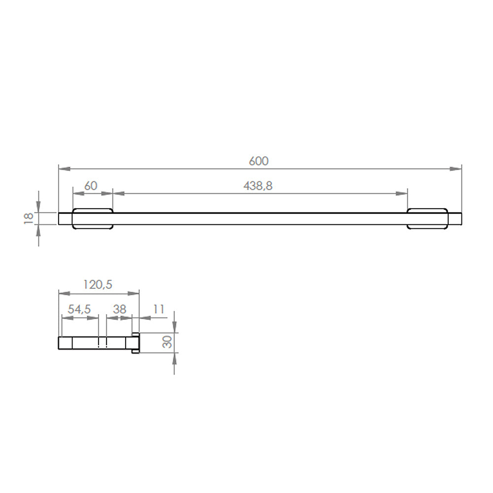 Barra Toalla Doble 60 cm Ottone