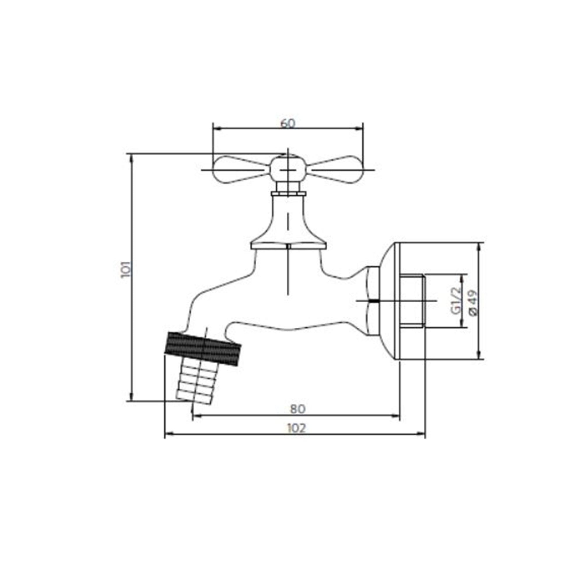 Llave Lavadora con Flange 1/2 x 3/4 ms